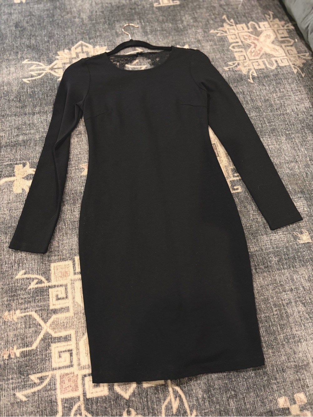 Lulu's Black Long-Sleeve Open-Back Sheath Dress
